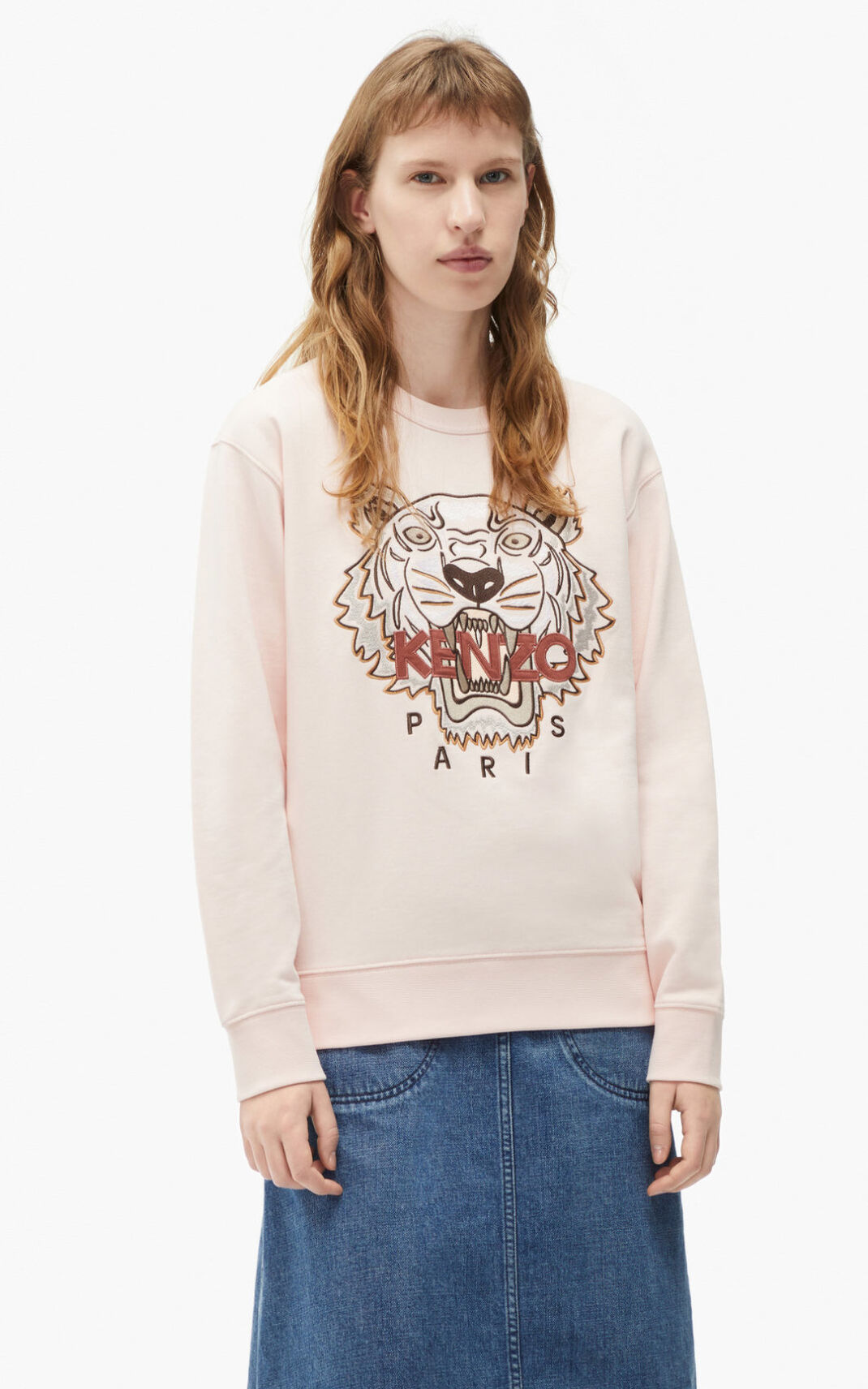 Kenzo Tiger Sweatshirt Bayan Pembe | 4283-WVMYK